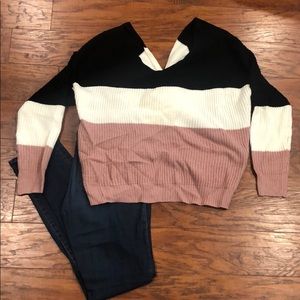 Chunky Sweater with Crisscross Back